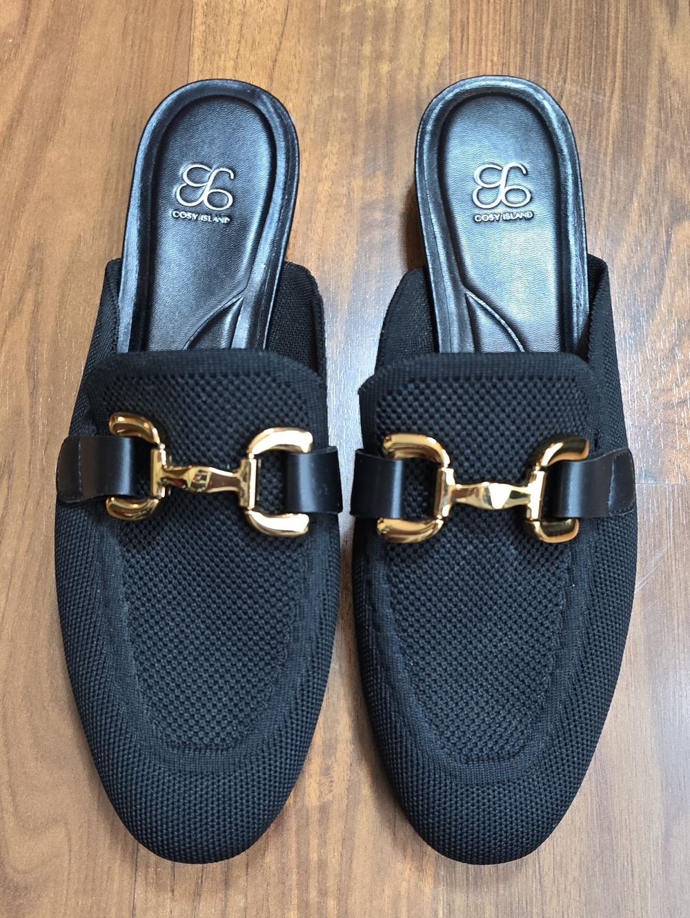Cosy Island Horsebit Mule Loafers Black Comfort Slip On